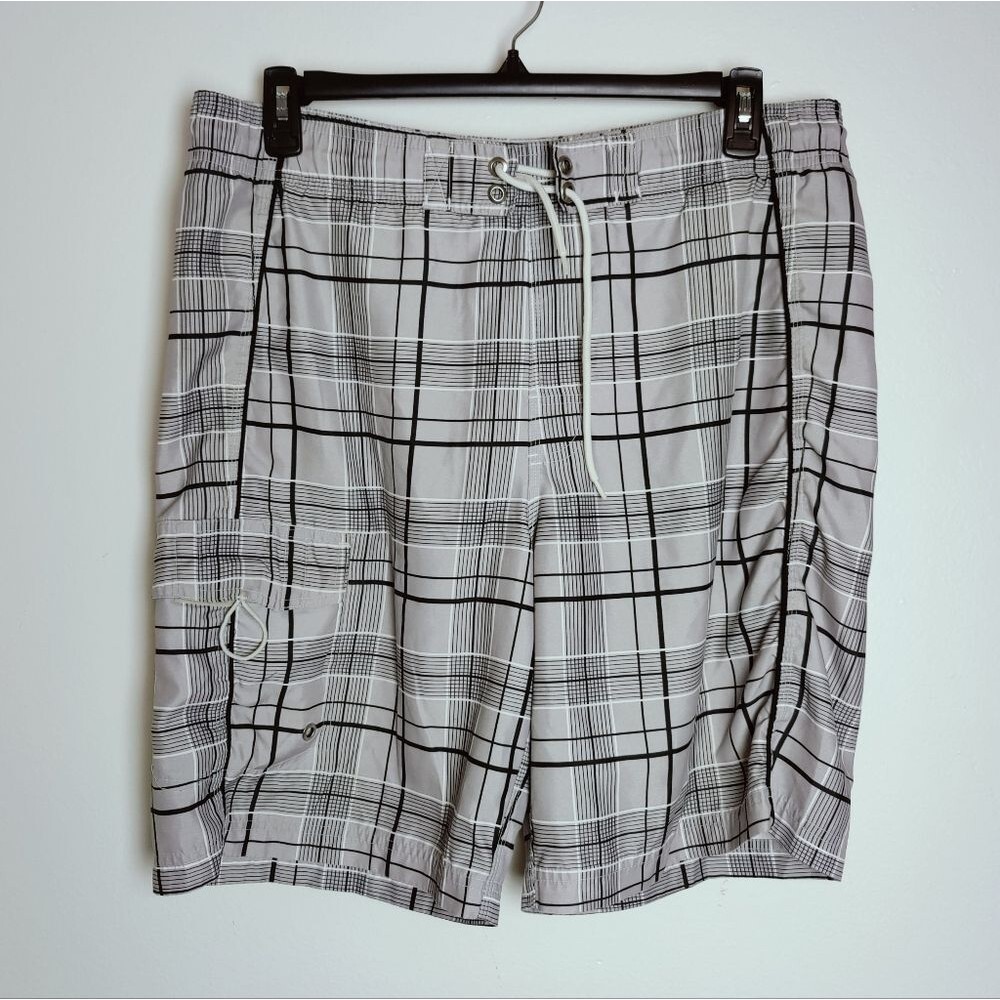 No Boundaries Men's Plaid Swim Surf Trunks Board Shorts, Sz M (32/34)